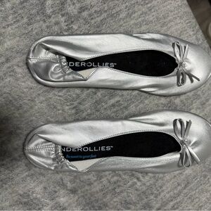 Silver Ballet Flats